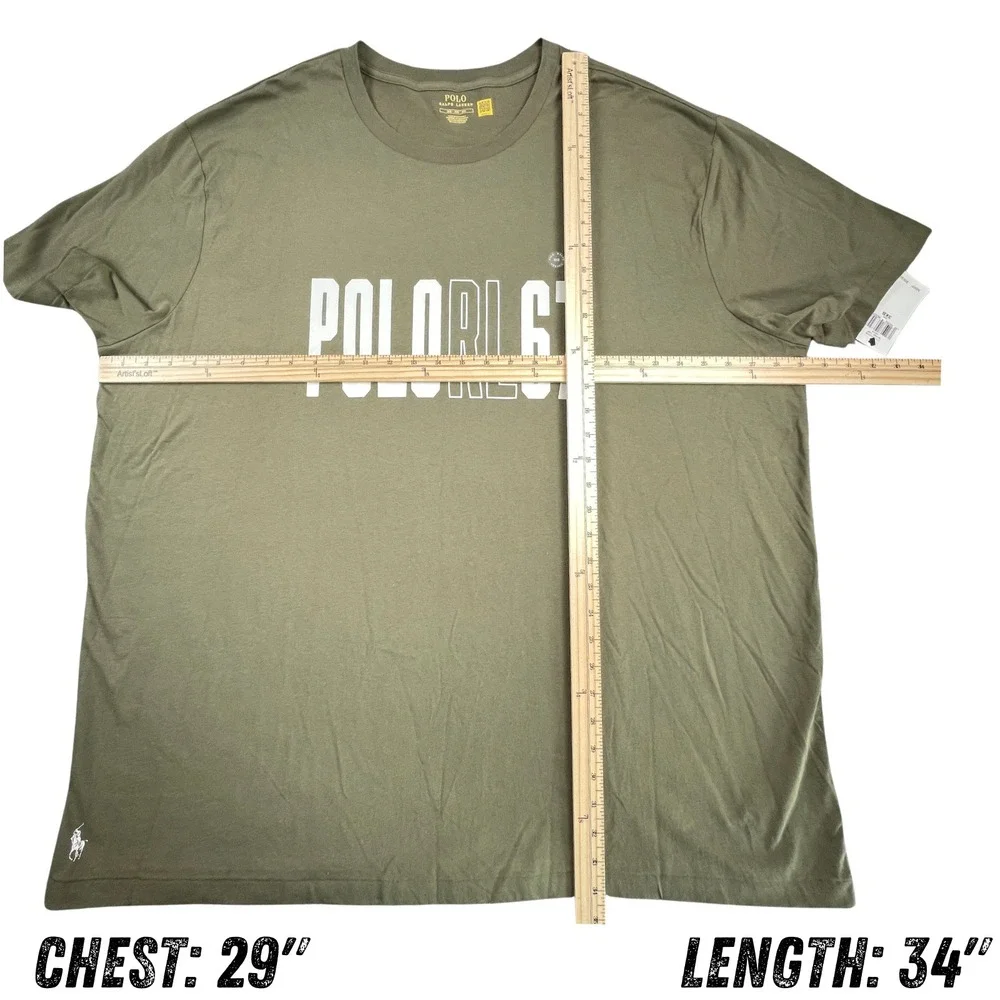 Polo Ralph Lauren Mens 3XB Big Tall Graphic POLO RL 67 T-Shirt Green Cotton NWT